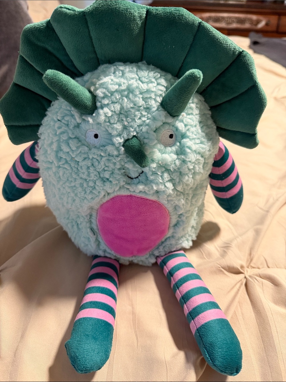 Aroma Home Mint Green & Pink Striped Plush Creature